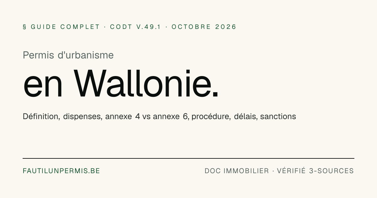 Permis d'urbanisme Wallonie : les règles du CoDT 2026